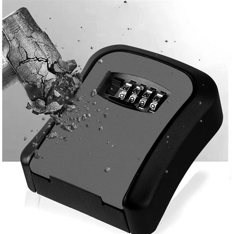 Cutie pentru Chei cu Parola, Flippy, din Aliaj de Aluminiu si Plastic, Cod din 4 Cifre, Impermeabila, Negru - vivimall.ro