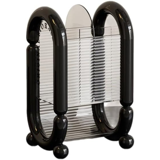 Cutie pentru Depozitare Cosmetice, Vivimall, pentru Pensule, Creioane si Buretei, 4 Compartimente, din Plastic, 12 x 10 x 20 cm, Negru - vivimall.ro