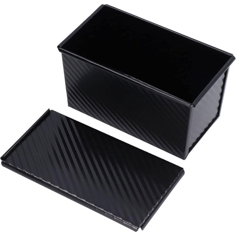 Tava pentru Paine, Vivimall, din Otel Carbon, 450 g, cu Capac, Antiaderenta, 21 x 11 x 11.5 cm, Negru - vivimall.ro