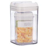 Cutii de Depozitare Alimente, Vivimall, Set din 2 Cutii de tip Container, Recipiente pentru Cereale in Bucatarie, 0.8 L-10x15.5 cm, 2 L-12.5x12.5x21.5 cm, Transparente cu Capac Alb - vivimall.ro