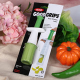 Cutit Feliator pentru Legume si Fructe mici, Vivimall, Feliator pentru Rosii Cherry, Feliator pentru Masline, Ustensila de Feliat Fructe si Legume, 18 x 6,5 cm, Verde - vivimall.ro