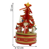 Cutiuta muzicala decorata de Craciun, Bradut, Rosu, din Lemn, 12 cm x 22 cm, Interior, Vivimall - vivimall.ro