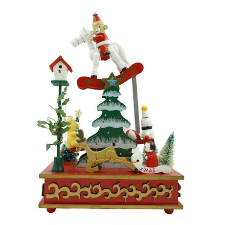 Cutiuta muzicala decorata de Craciun, Multicolor, din Lemn, 17 cm x 27.5 cm, Interior, Vivimall - vivimall.ro