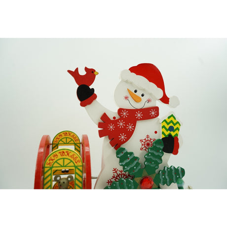 Cutiuta muzicala decorata de Craciun, Om de zapada, Multicolor, din Lemn, 21.5 cm x 24.5 cm, Interior, Vivimall - vivimall.ro