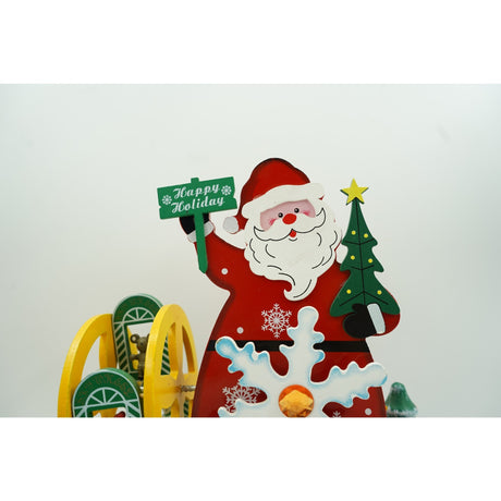 Cutiuta muzicala decorata, Mos Craciun, Multicolor, din Lemn, 21.5 cm x 24.5 cm, Interior, Vivimall - vivimall.ro