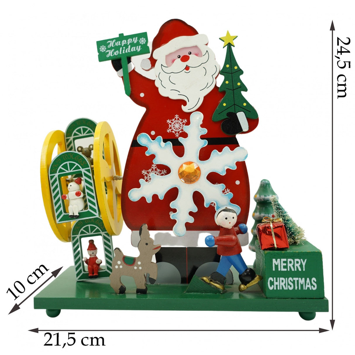 Cutiuta muzicala decorata, Mos Craciun, Multicolor, din Lemn, 21.5 cm x 24.5 cm, Interior, Vivimall - vivimall.ro