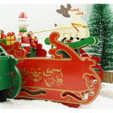 Cutiuta muzicala decorata, Sania lui Mos Craciun, Rosu, din Lemn, 16 cm x 18.5 cm, Interior, Vivimall, Resigilat - vivimall.ro