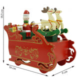 Cutiuta muzicala decorata, Sania lui Mos Craciun, Rosu, din Lemn, 16 cm x 18.5 cm, Interior, Vivimall, Resigilat - vivimall.ro