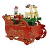 Cutiuta muzicala decorata, Sania lui Mos Craciun, Rosu, din Lemn, 16 cm x 18.5 cm, Interior, Vivimall, Resigilat - vivimall.ro