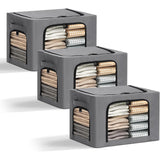 Cutie de Depozitare, Vivimall, cu 3 Ferestre cu Fermoar Bidirectional, Cadru din Otel, Impermeabil, 38L, 42 x 30 x 30 cm, Gri Inchis - vivimall.ro