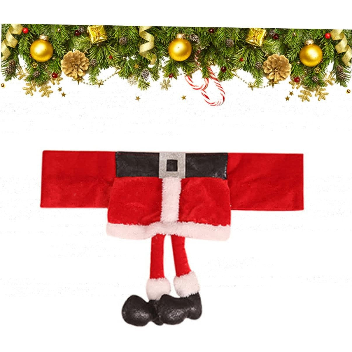 Decoratiune pentru scaun cu tematica de Craciun Vivimall, elastica, material textil/poliester, 46 x 30 cm, rosu - vivimall.ro