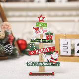Decoratiune de Craciun din Lemn, Flippy, pentru Masa, Scris We Wish You A Merry Christmas, Model Bradut, 21.5x12.2x4 cm, Multicolor - vivimall.ro