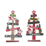 Decoratiune de Craciun din Lemn, Flippy, pentru Masa, Scris We Wish You A Merry Christmas, Model Bradut, 21.5x12.2x4 cm, Multicolor - vivimall.ro