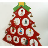 Decoratiune Craciun, Brad, Rosu, 10 cavitati cu ornamente, 20.5 cm x 28 cm, Lemn, Vivimall - vivimall.ro