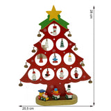 Decoratiune Craciun, Brad, Rosu, 10 cavitati cu ornamente, 20.5 cm x 28 cm, Lemn, Vivimall - vivimall.ro