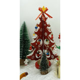 Decoratiune Craciun, Brad, Rosu/Alb, 8 cavitati cu ornamente, 18.5 cm x 33 cm, Lemn, Vivimall - vivimall.ro