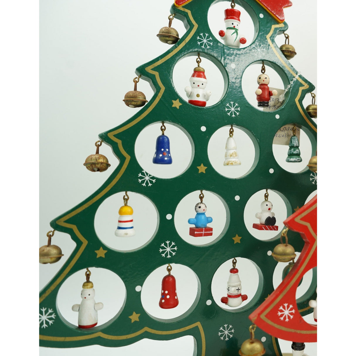 Decoratiune Craciun, Brad, Verde, 15 cavitati cu ornamente, 25.5 cm x 33 cm, Lemn, Vivimall - vivimall.ro