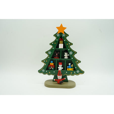 Decoratiune Craciun, Brad, Verde, 3 randuri cu ornamente, 12 cm x 18 cm, Lemn, Vivimall - vivimall.ro