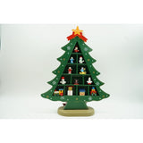 Decoratiune Craciun, Brad, Verde, 5 cavitati cu ornamente, 22 cm x 29 cm, Lemn, Vivimall - vivimall.ro