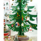 Decoratiune Craciun, Brad, Verde/Alb, 15 cavitati cu ornamente, 25.5 cm x 33 cm, Lemn, Vivimall - vivimall.ro