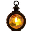 Felinar decorativ Crăciun negru cu LED și inscripție Brad Crăciun, dimensiuni 13,5 x 9 cm, vedere frontală
