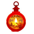 Felinar decorativ Crăciun roșu cu lumânare LED și inscripție Moș Crăciun cu sanie, vedere frontală, 13.5×9 cm