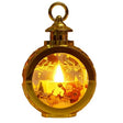 Felinar decorativ Crăciun LED auriu, lumânare cu geam și inscripție Moș Crăciun cu sanie, 13,5 x 9 cm