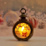 Decoratiune Craciun tip Felinare cu baterii, 13.5 x 9 cm,Lumanare cu geam si inscriptie Mos Craciun,lumina alb cald,baterii incluse,Bronz Auriu - vivimall.ro