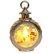 Felinar decorativ Crăciun argintiu cu LED și inscripție om de zăpadă, 13,5 x 9 cm, vedere frontală