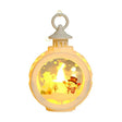Felinar decorativ de Crăciun cu LED și inscripție om de zăpadă, 13,5 x 9 cm, culoare albă, vedere frontală