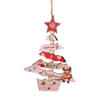 Ornament de Crăciun din lemn cu model brad și ren, 17x12.8 cm, multicolor, vedere frontală