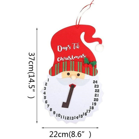 Decoratiune de Craciun Vivimall, Advent calendar, numara zilele pana la Craciun, model Mos Craciun, material poliester, 37 x 22 cm, rosu - vivimall.ro