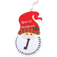 Calendar advent model Moș Crăciun din poliester roșu, vedere frontală completă, dimensiuni 37 x 22 cm