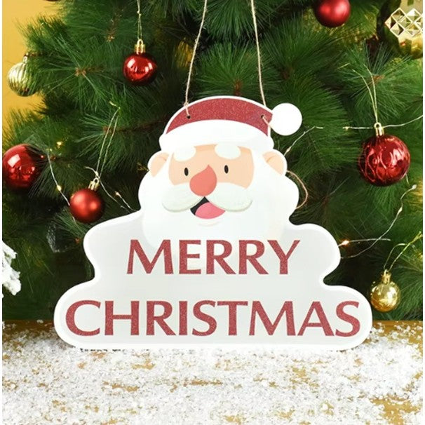 Decoratiune de Craciun, Vivimall, de Agatat, pentru Usa, Perete sau Brad, Sfoara Inclusa, 26.2 x 32.5 cm, din Hartie 350g, Model Mos Craciun, Alb/Rosu - vivimall.ro