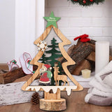 Decoratiune de Craciun, Flippy, din Lemn, 13 x 20 cm, Model Brad cu Stea Verde, Multicolor - vivimall.ro