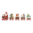 Set decorațiune Crăciun grădină tip trenuleț cu 5 figurine plastic multicolor, model Moș Crăciun, vedere frontală completă