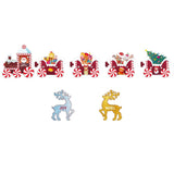 Decoratiune de Craciun, Vivimall, pentru Gradina, Tip Trenulet, 7 Figurine + Bete de Infipt in Pamant, din Plastic, Impermeabil, Model Renii Joy si Noel, Multicolor - vivimall.ro