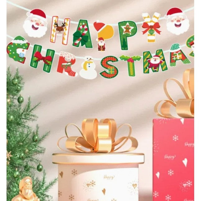 Decoratiune de Craciun, Vivimall, Tip Banner, 16 Piese, pentru Usa sau Perete, Multicolor, Sfoara Inclusa, Model C - vivimall.ro