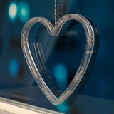 Decoratiune de Craciun Luminoasa in forma de Inima, 13x16.5 cm, cu Ventuza, Alb Cald, Vivimall - vivimall.ro