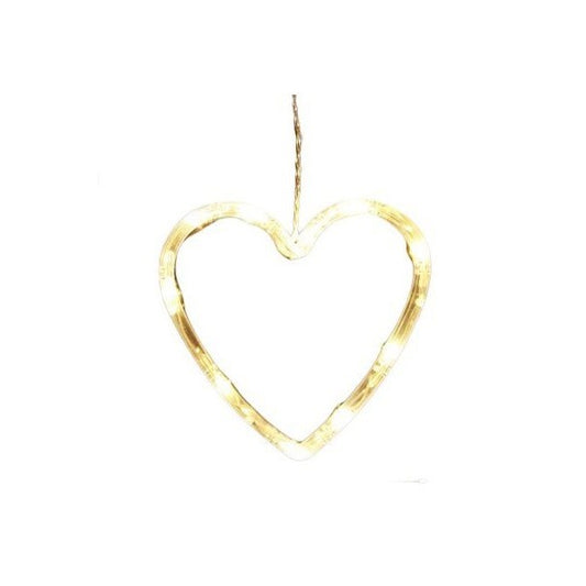 Decoratiune de Craciun Luminoasa in forma de Inima, 13x16.5 cm, cu Ventuza, Alb Cald, Vivimall - vivimall.ro