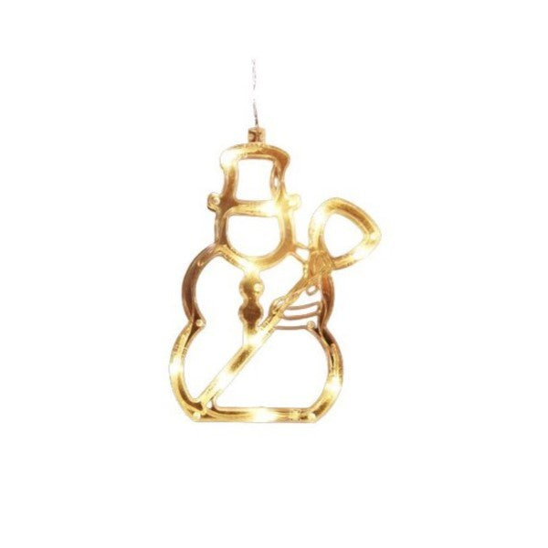 Decoratiune de Craciun Luminoasa in forma de Om de zapada 19x18 cm, cu Ventuza, Alb Cald, Vivimall - vivimall.ro