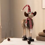 Decoratiune de Craciun Model Ren, Vivimall, Textil, Ren cu Palarie si Fulgarin, Decor de Craciun Interior Exterior, 70 cm Inaltime, Gri - vivimall.ro