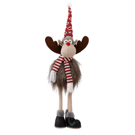 Decoratiune de Craciun Model Ren, Vivimall, Textil, Ren cu Palarie si Fulgarin, Decor de Craciun Interior Exterior, 70 cm Inaltime, Gri - vivimall.ro