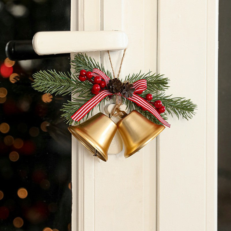 Decoratiune de Craciun pentru Brad, Flippy, Model 2 Clopotei de Craciun cu Crenguta de Brad, Decoratiune pentru Interior de Craciun, Auriu - vivimall.ro