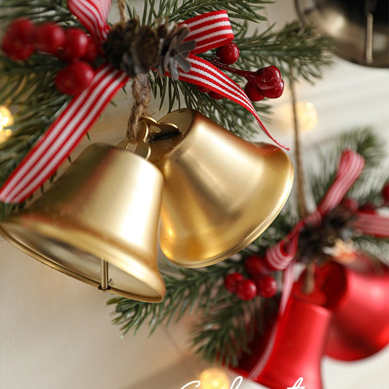 Decoratiune de Craciun pentru Brad, Flippy, Model 2 Clopotei de Craciun cu Crenguta de Brad, Decoratiune pentru Interior de Craciun, Auriu - vivimall.ro