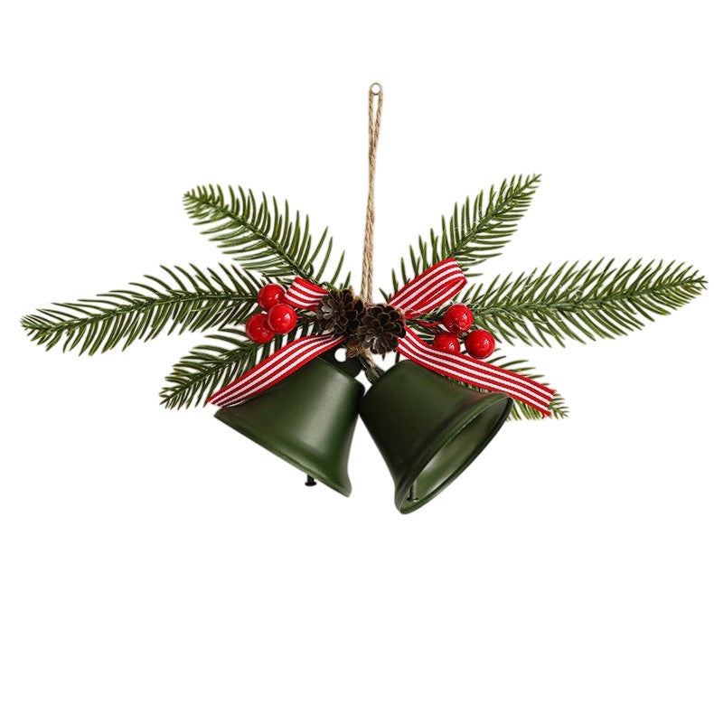 Decoratiune de Craciun pentru Brad, Flippy, Model 2 Clopotei de Craciun cu Crenguta de Brad, Decoratiune pentru Interior de Craciun, Verde mat - vivimall.ro