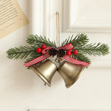 Decoratiune de Craciun pentru Brad, Flippy, Model 2 Clopotei de Craciun cu Crenguta de Brad, Decoratiune pentru Interior de Craciun, Albastru fier - vivimall.ro