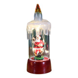 Decoratiune de Craciun tip Lumanare, Vivimall, Lumanare de Cristal fara Fulgi de Zapada, Model Mos Craciun, Iluminare LED, 13 x 5 x 5 cm, Baza Rosie, Transparent - vivimall.ro