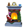 Decorațiune Crăciun semineу din rășină gri-roșu cu LED și figurină Moș Crăciun, vedere frontală, 13.5x9x6 cm
