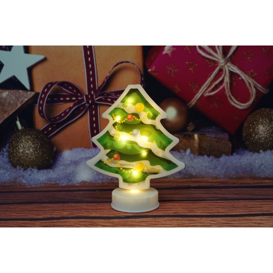 Decoratiune luminoasa 3D, Tip brad, cu baterii - vivimall.ro